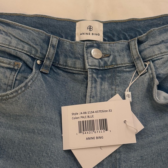 Anine Bing Jackie Jeans Straight Leg Sz 32 Pale Blue - Picture 4 of 8